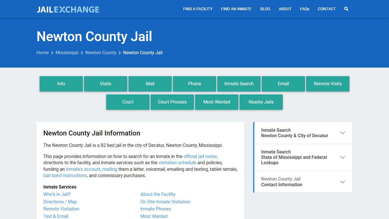 Newton County Jail, MS Inmate Search, Information